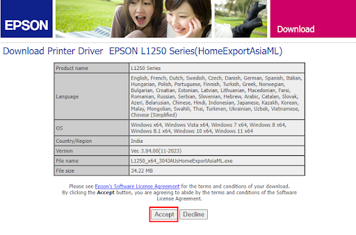 Epson’s Software License Agreement