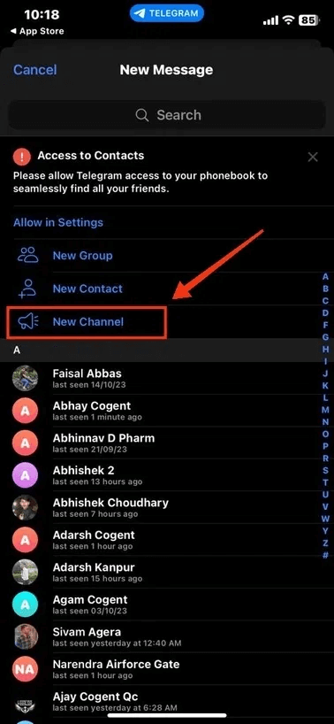 create new channel in telegram app