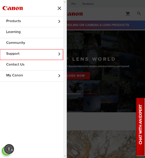 Canon Support from official website