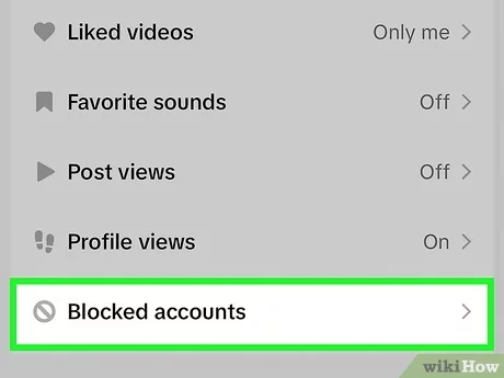 display blocked accounts of tiktok