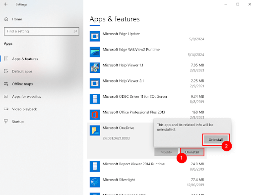 Uninstall Microsoft One Drive