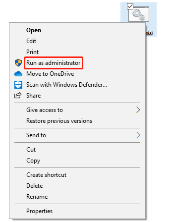file and choose Run as administrator