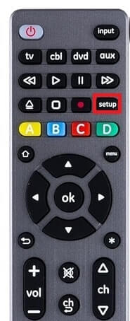 press and hold the remote’s setup button (1)