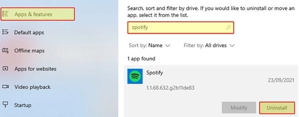 uninstall spotify