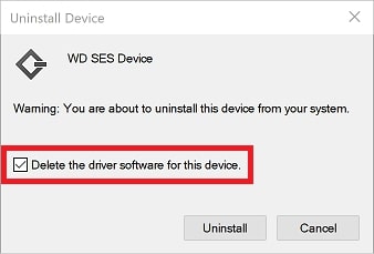 Delete the driver software for this device ws