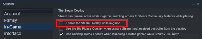 disable the Steam Overlay