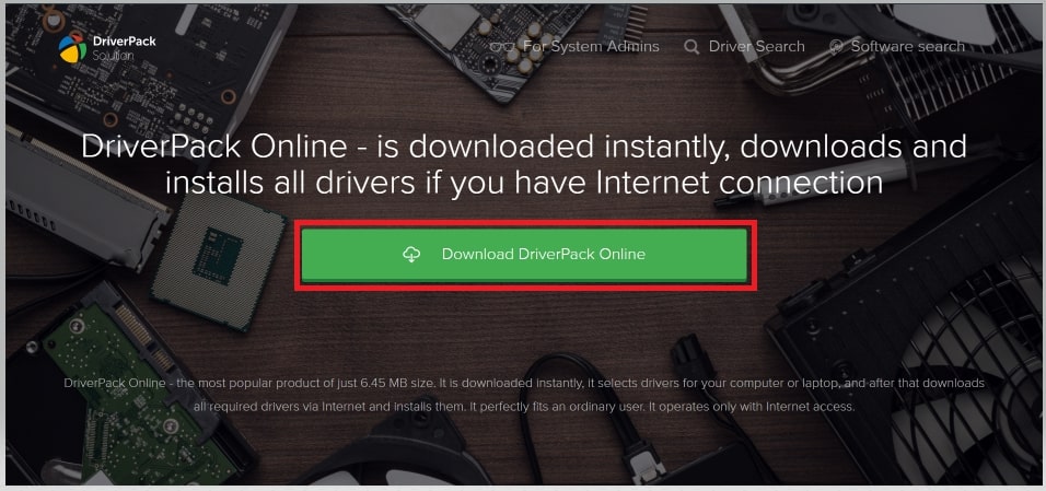 Download DriverPack Online button