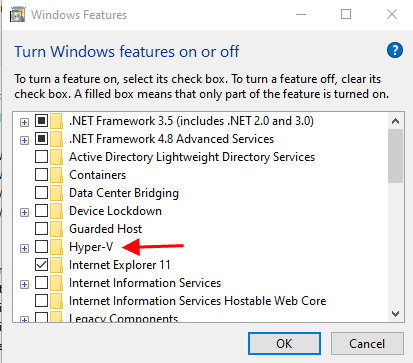 ابحث عن Hyper-V