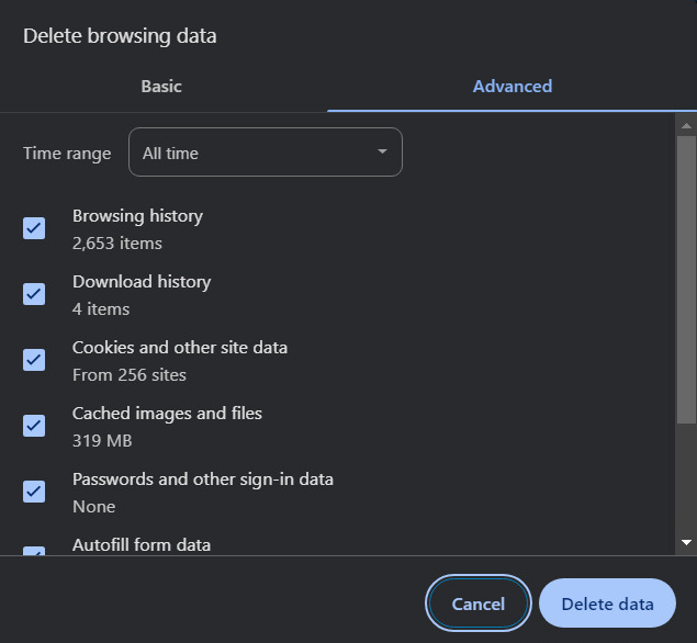 cache files delete