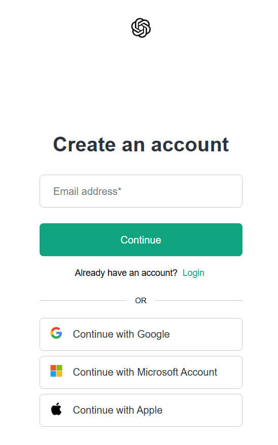 create an account and log in to ChatGPT