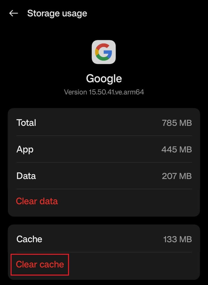 Clear Cache google