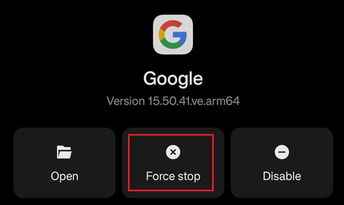 Force Stop google