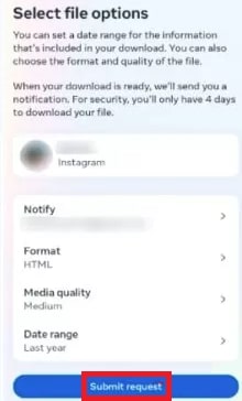 submit request