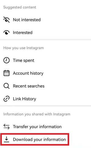 Download Your Information