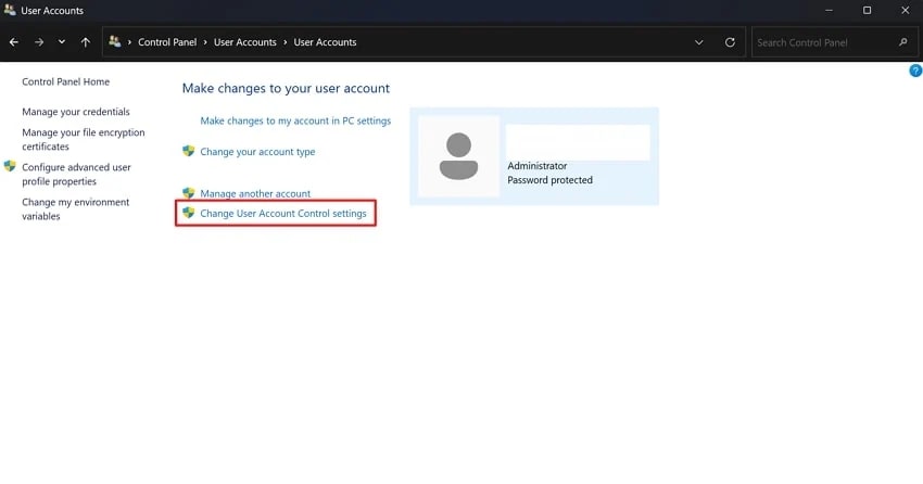 Change User Account Control settings