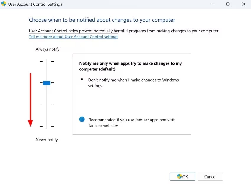Restart your computer to apply the change.