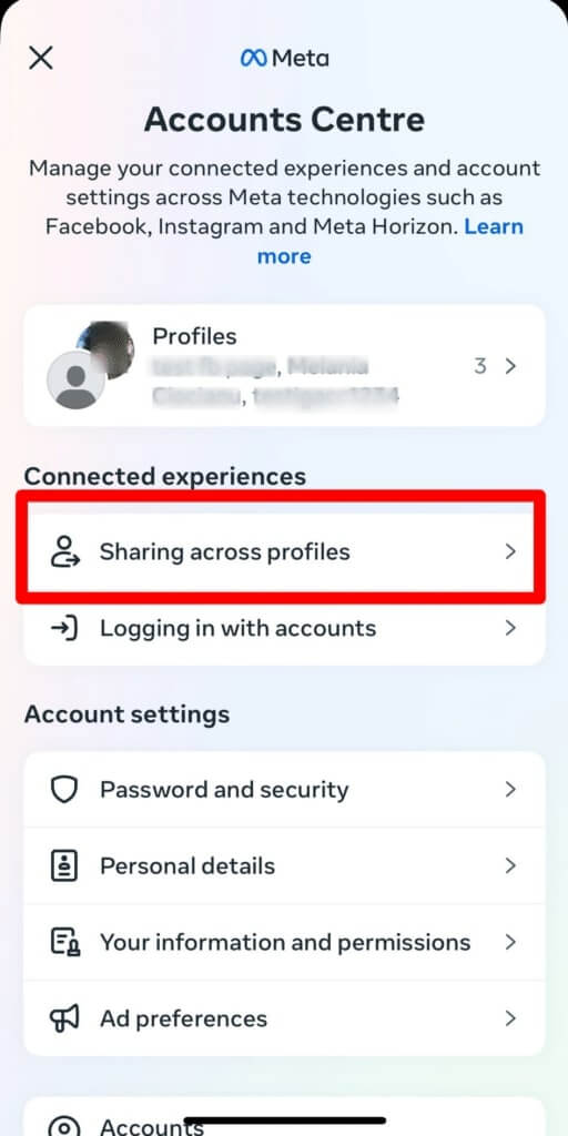 sharing across profiel