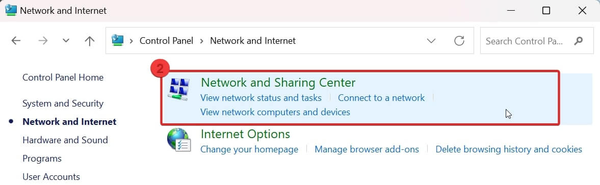 Network and Sharing Center