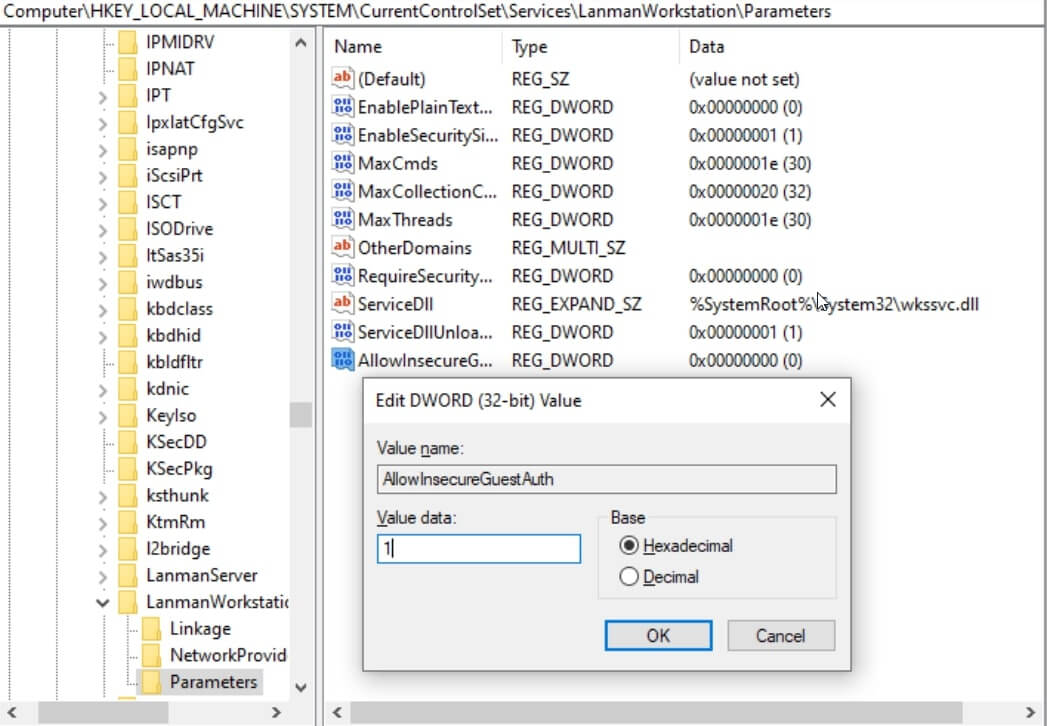 AllowInsecureGuestAuth