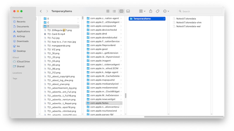 Apple Notes TemporaryItems.