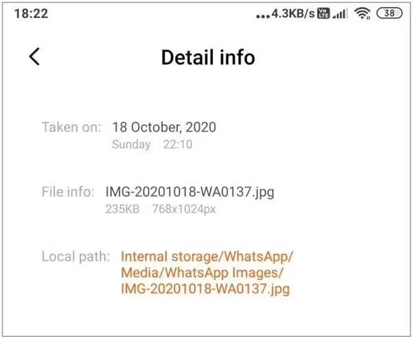 Click on Details to check the file format