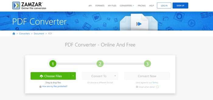 Zamzar pdf converter