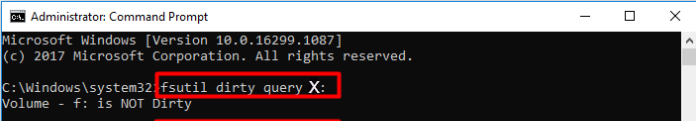 fsutil dirty query X