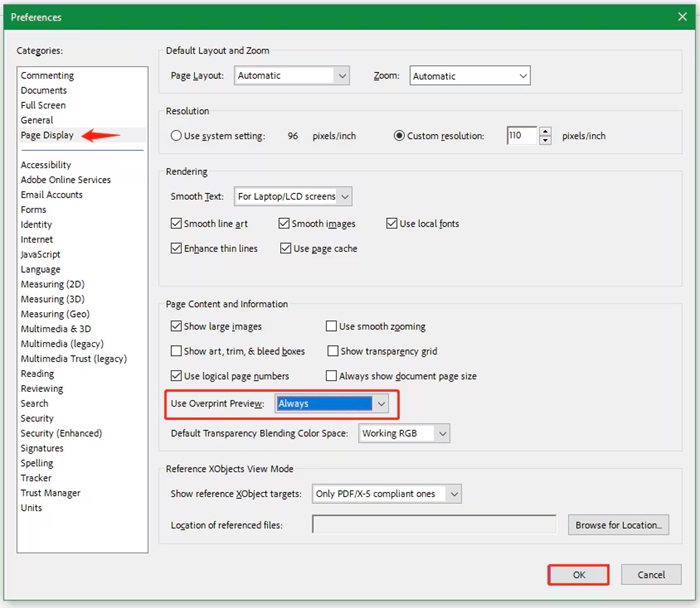 Enable Always Overprint Preview