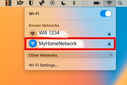 Wi-Fi icon on mac