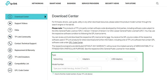 TP link download center
