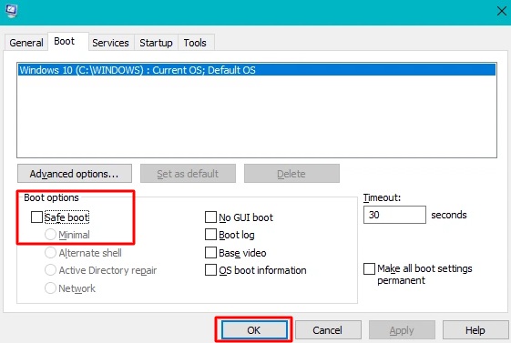 Run SFC in Safe boot