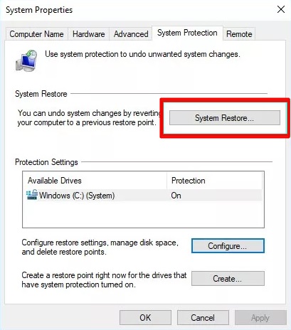 Perform a system restore