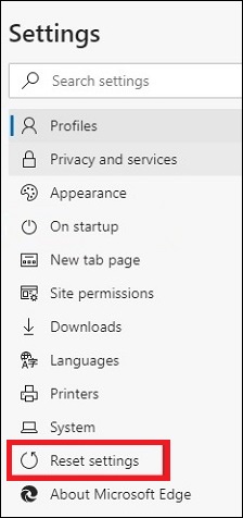 reset settings
