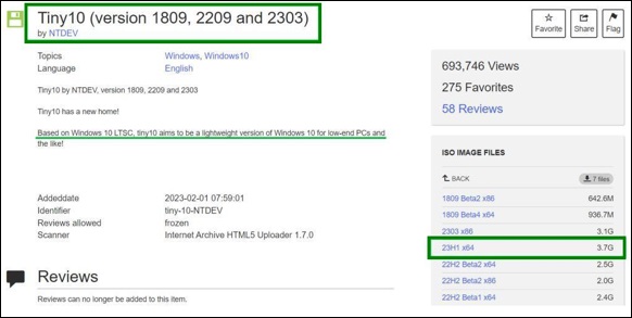 Windows 10 Tiny ISO Download