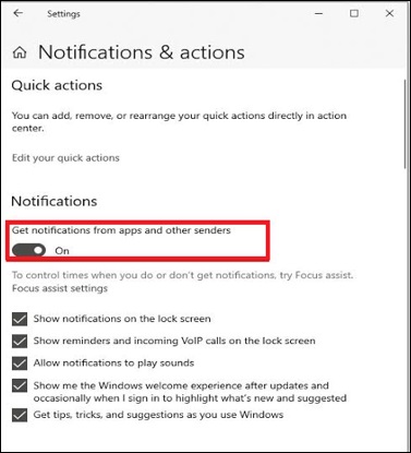 Remove Notification and Action Center’