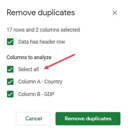 select all