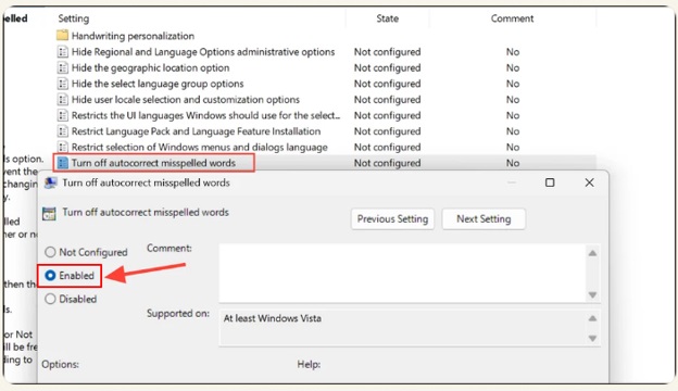 click Turn off autocorrect misspelled words.