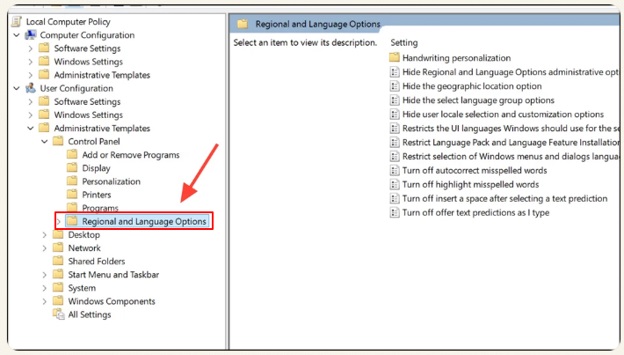 Regional and Language Options.