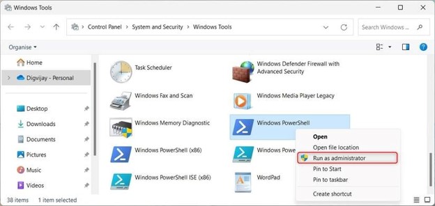 windows powershell adminstrator