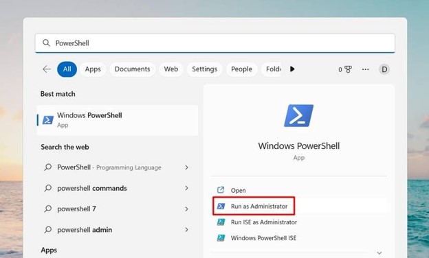 powershell as admin