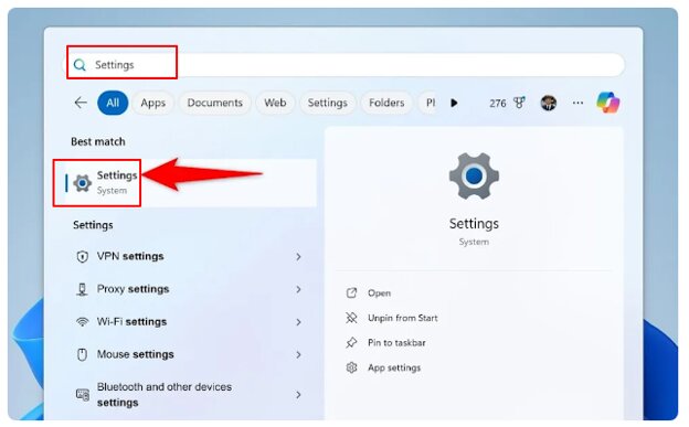 search settngs