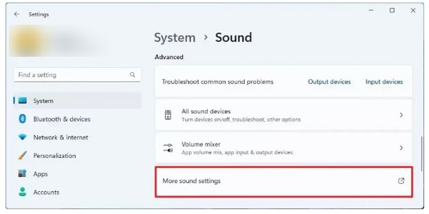 More sound settings