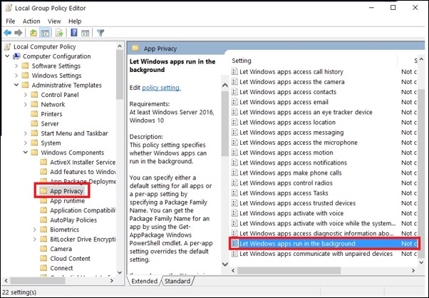 Let Windows app run in the background’