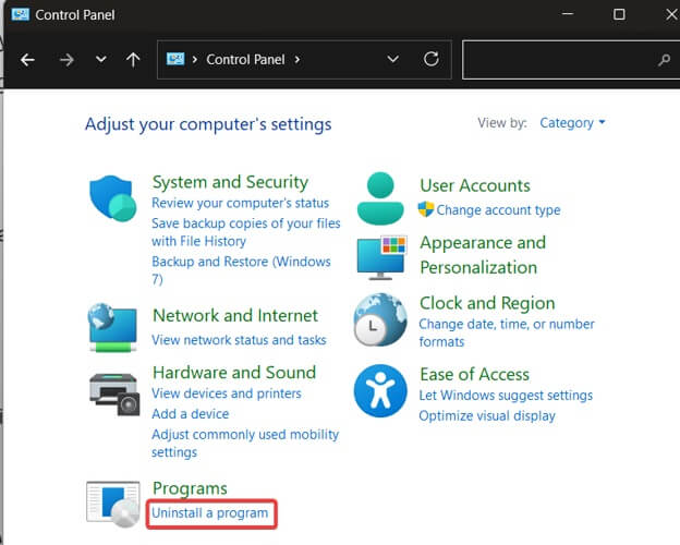 uninstall a program