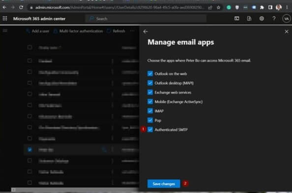 save changes in mail