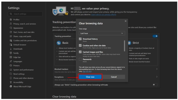clear microsoft edge history
