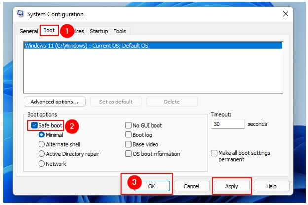 apply safe boot in system configuration