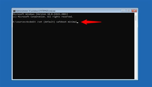 bcdedit set safe boot