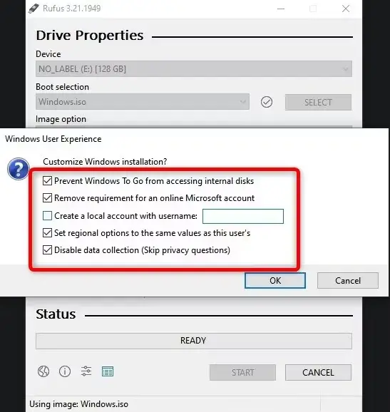 Prevent Windows To Go from accessing internal disks